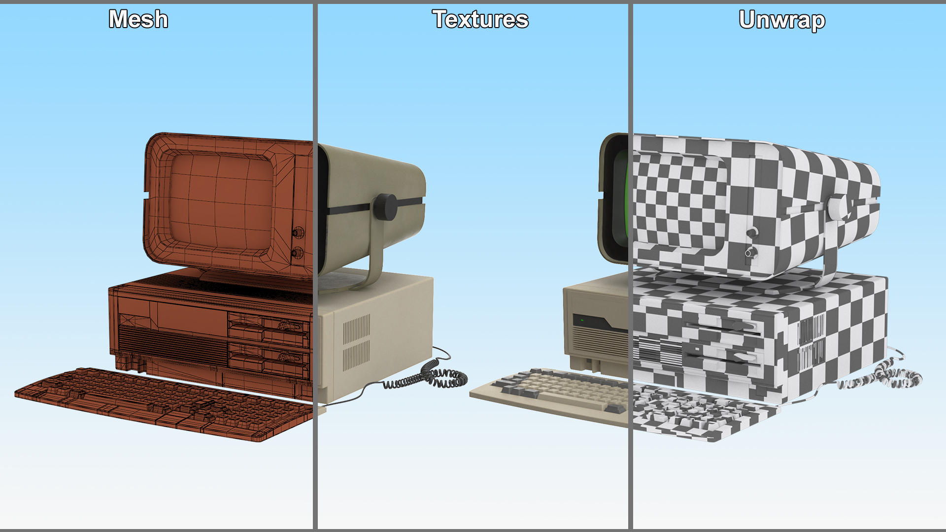 3D model Personal Computer with Retro CRT Monitor