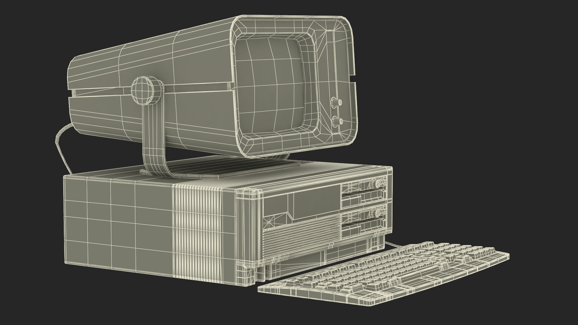 3D model Personal Computer with Retro CRT Monitor