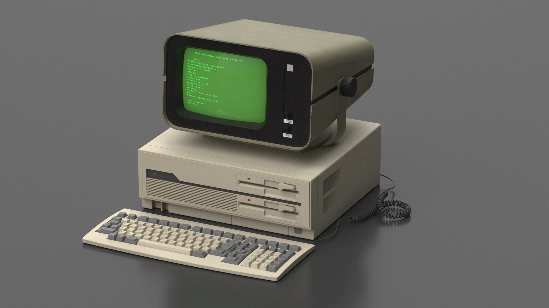 3D model Personal Computer with Retro CRT Monitor