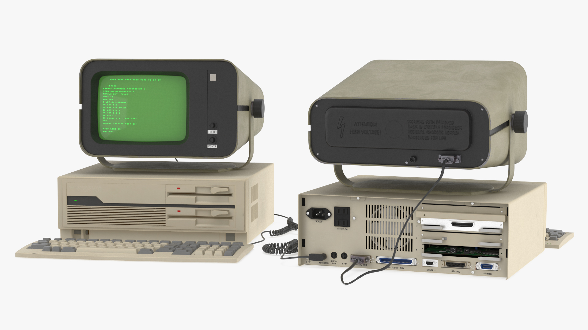 3D model Personal Computer with Retro CRT Monitor