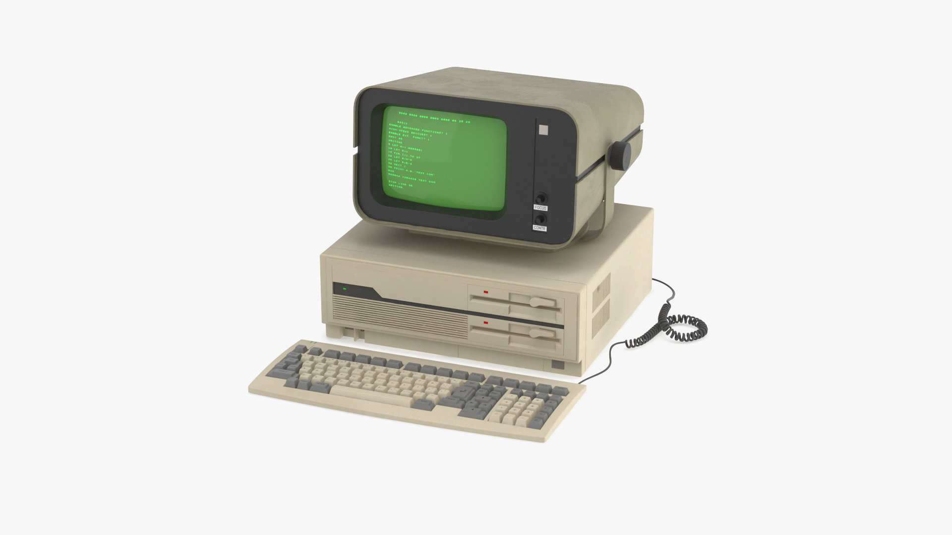 3D model Personal Computer with Retro CRT Monitor