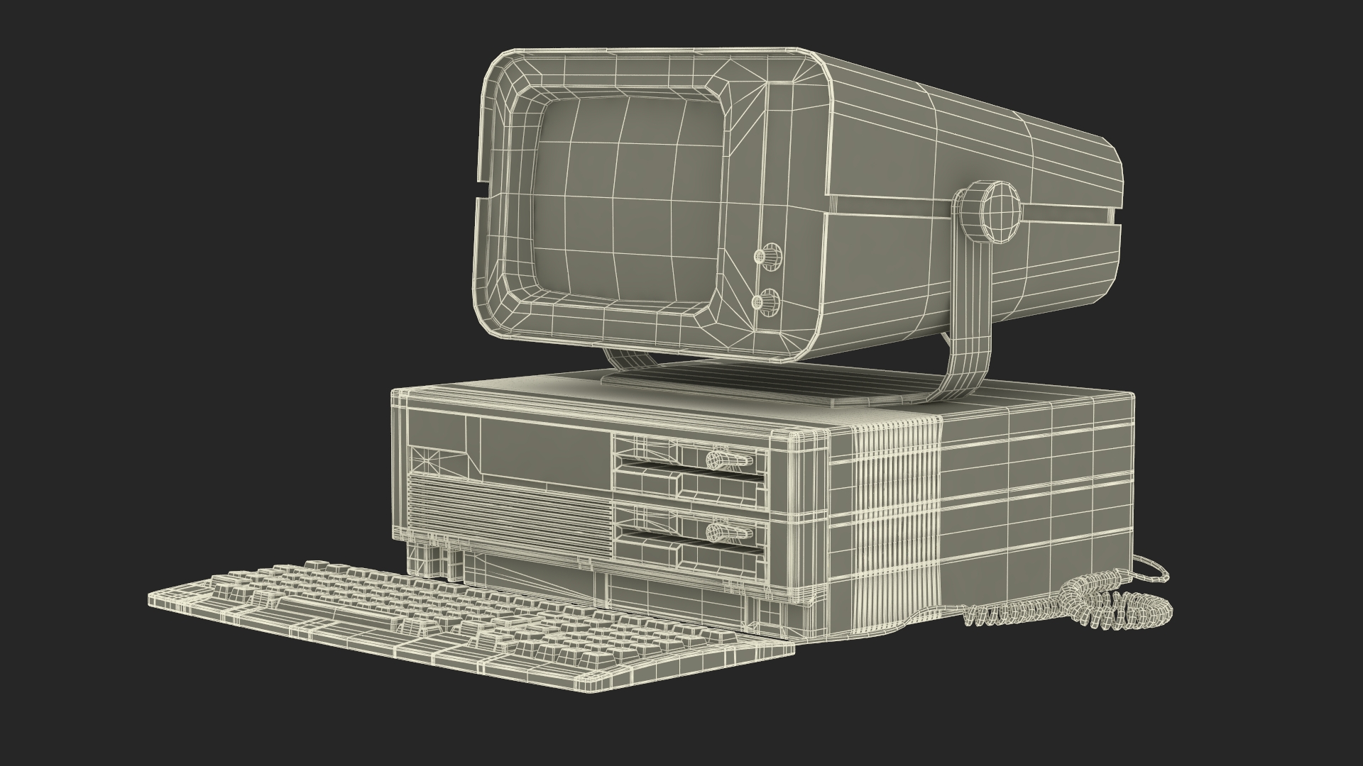3D model Personal Computer with Retro CRT Monitor