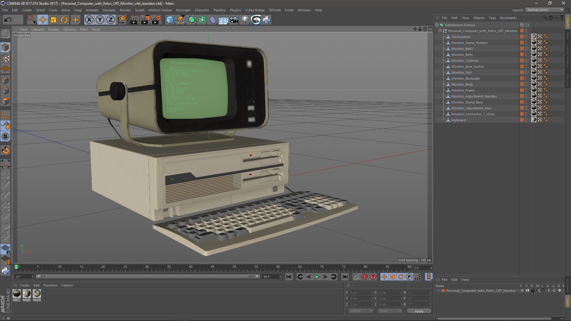 3D model Personal Computer with Retro CRT Monitor