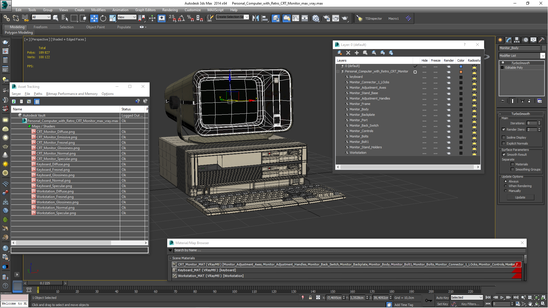 3D model Personal Computer with Retro CRT Monitor
