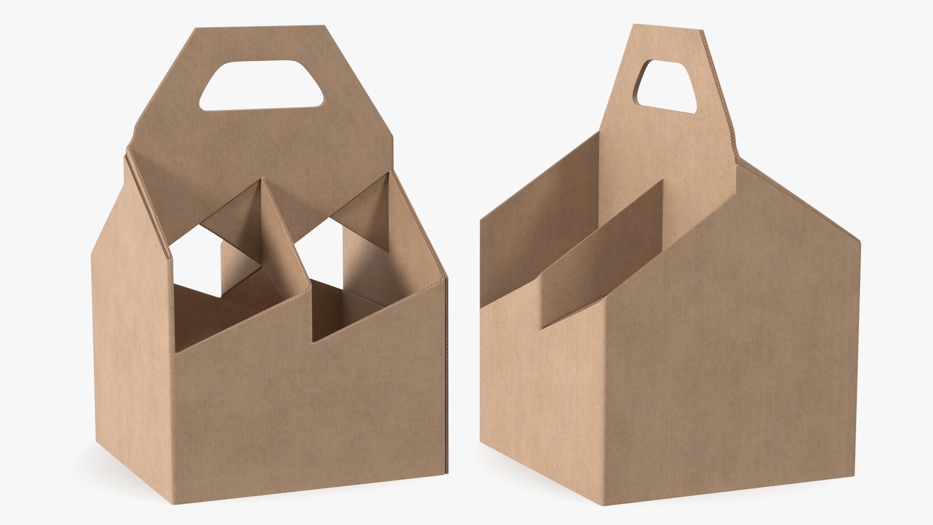 3D Four Pack Bottle Carrier Brown Empty