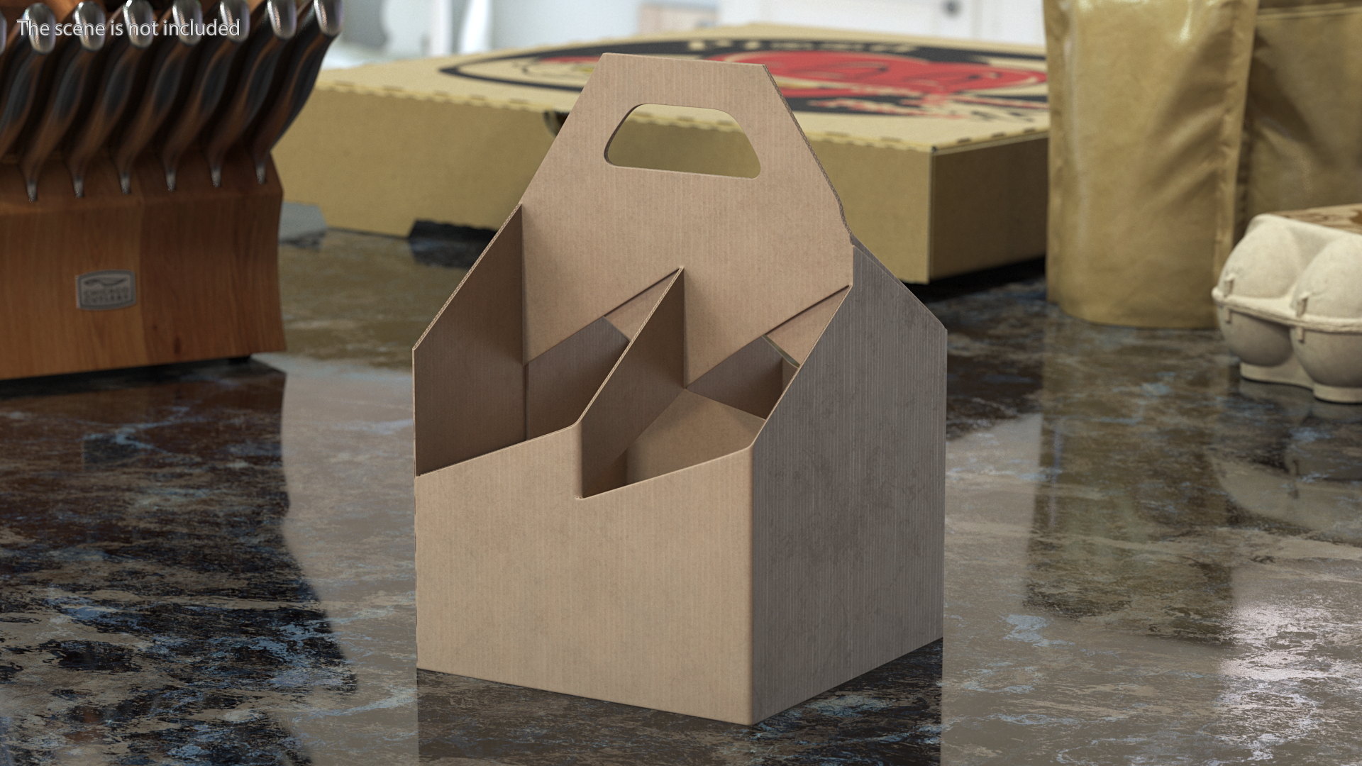 3D Four Pack Bottle Carrier Brown Empty