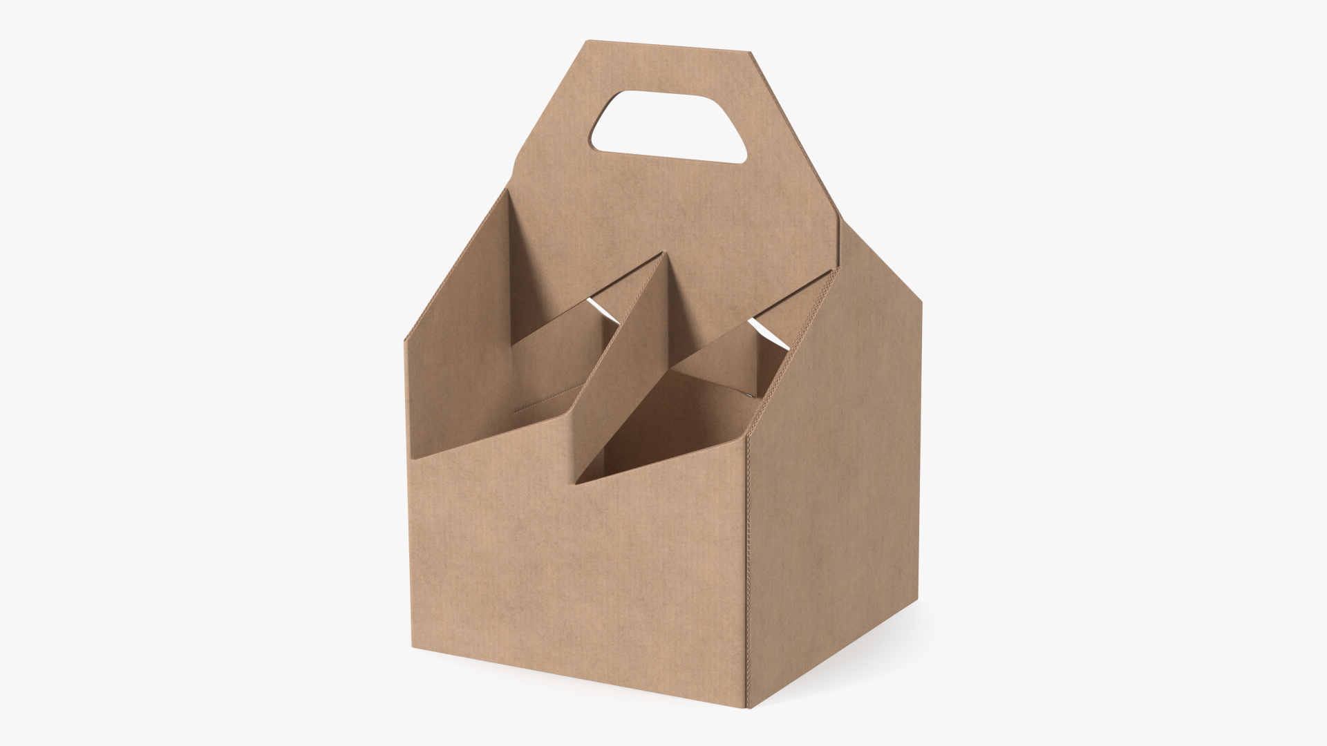 3D Four Pack Bottle Carrier Brown Empty