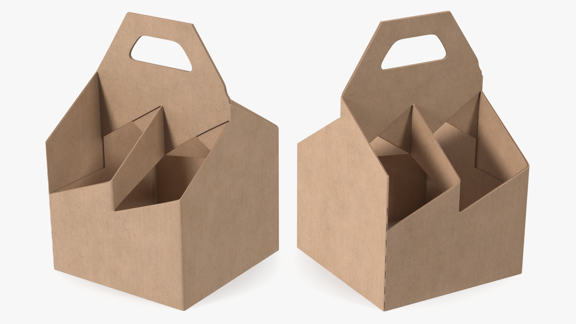 3D Four Pack Bottle Carrier Brown Empty