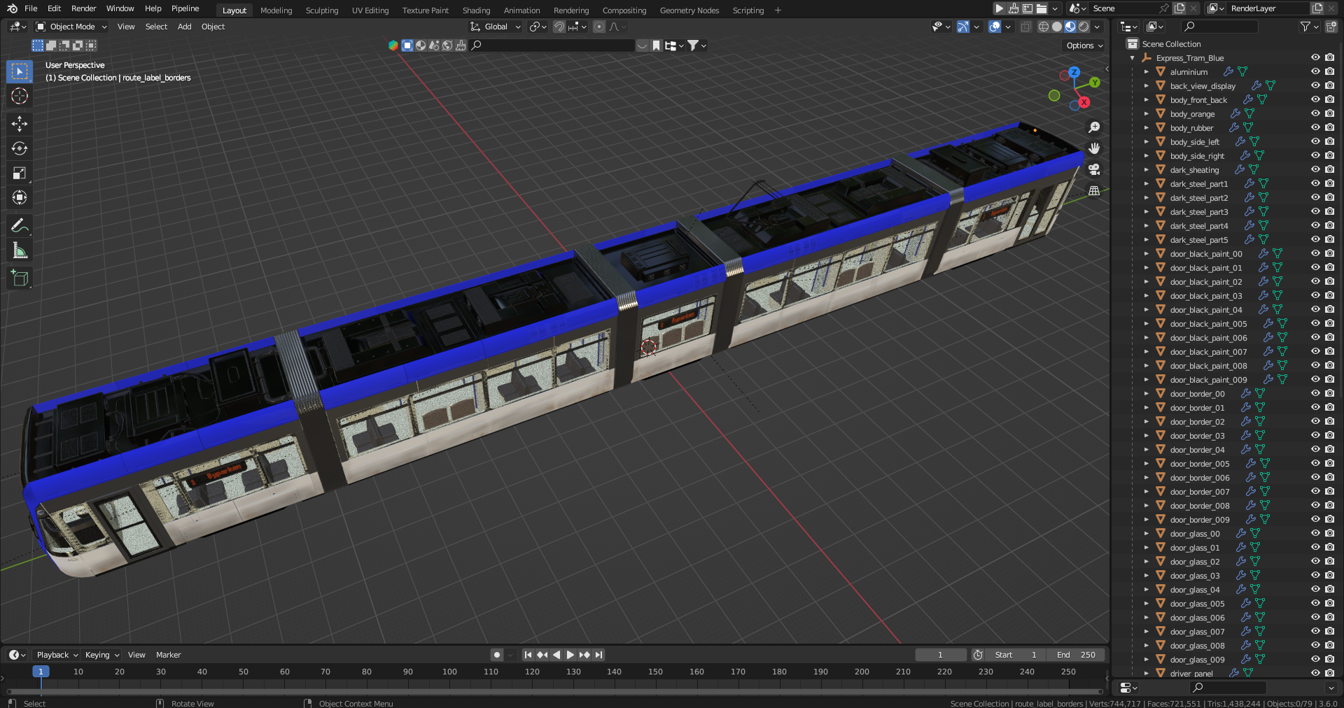 Express Tram Blue 3D