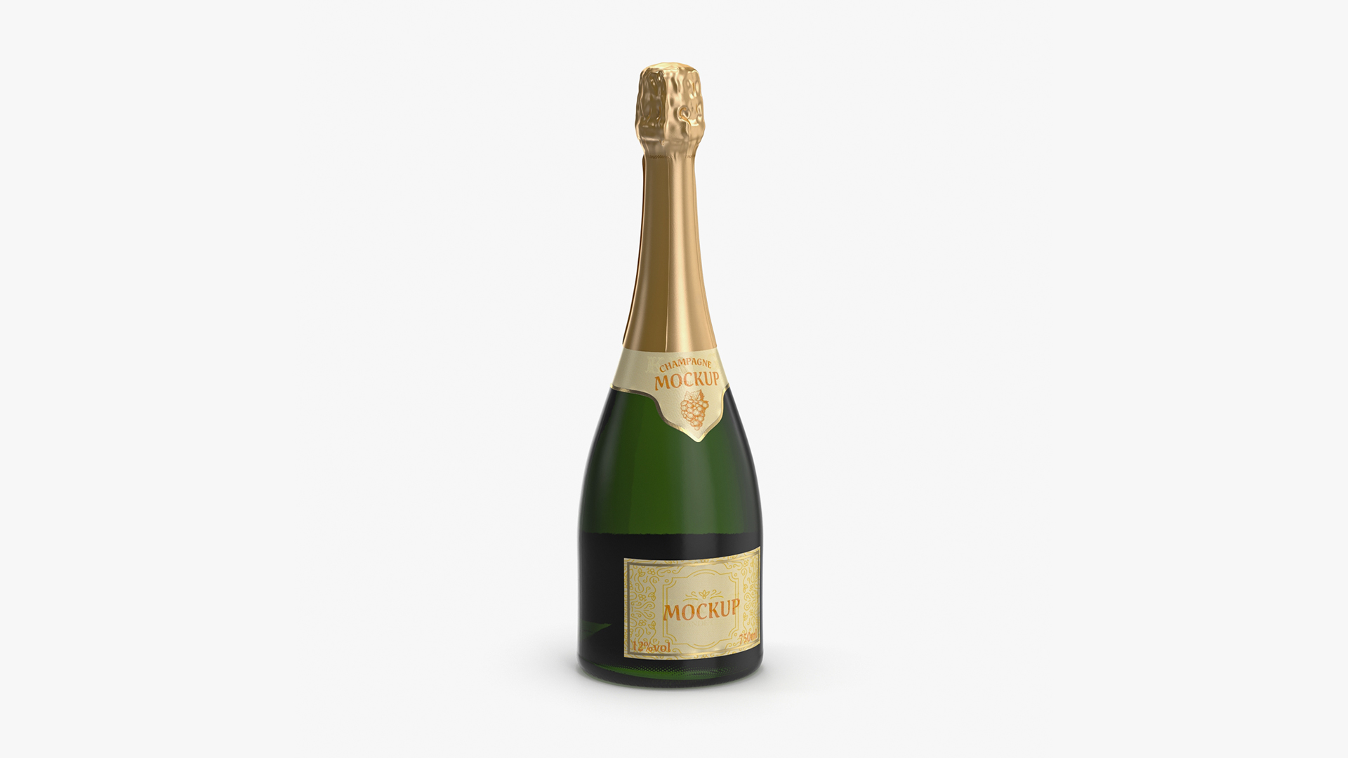 3D Gold Champagne Bottle Mockup model