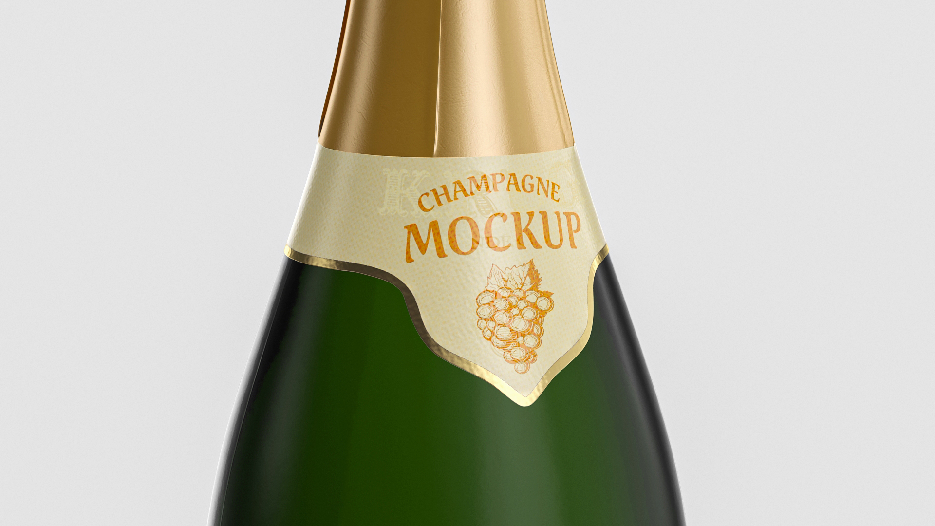 3D Gold Champagne Bottle Mockup model