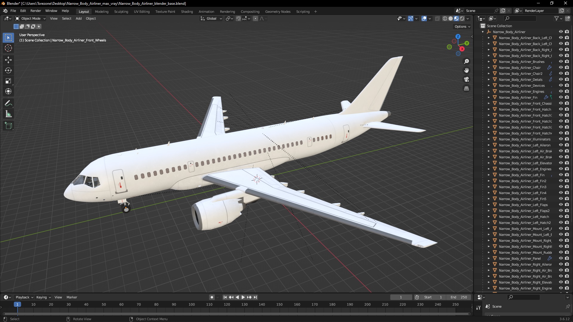 3D model Narrow Body Airliner