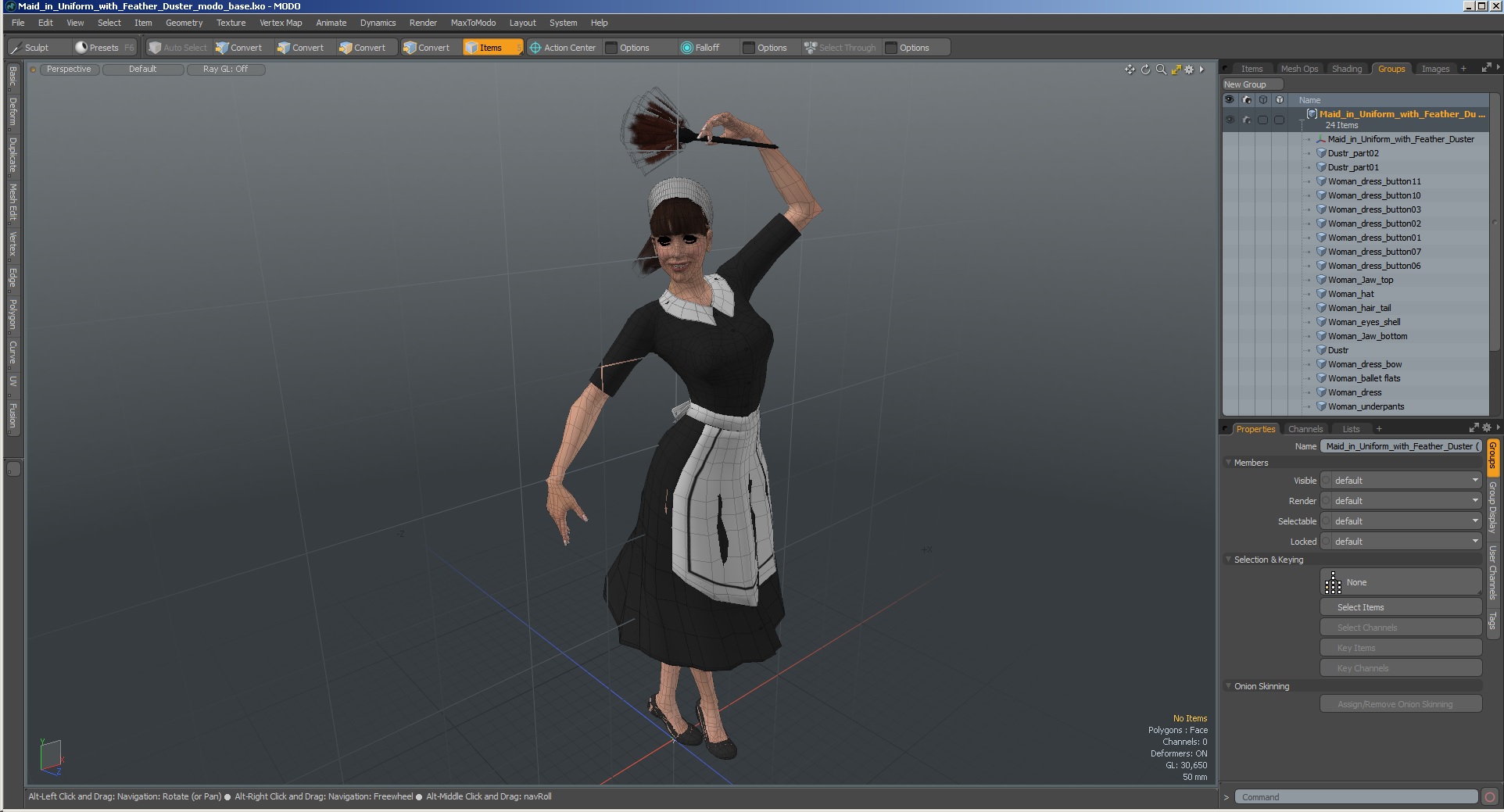 3D model Maid in Uniform with Feather Duster