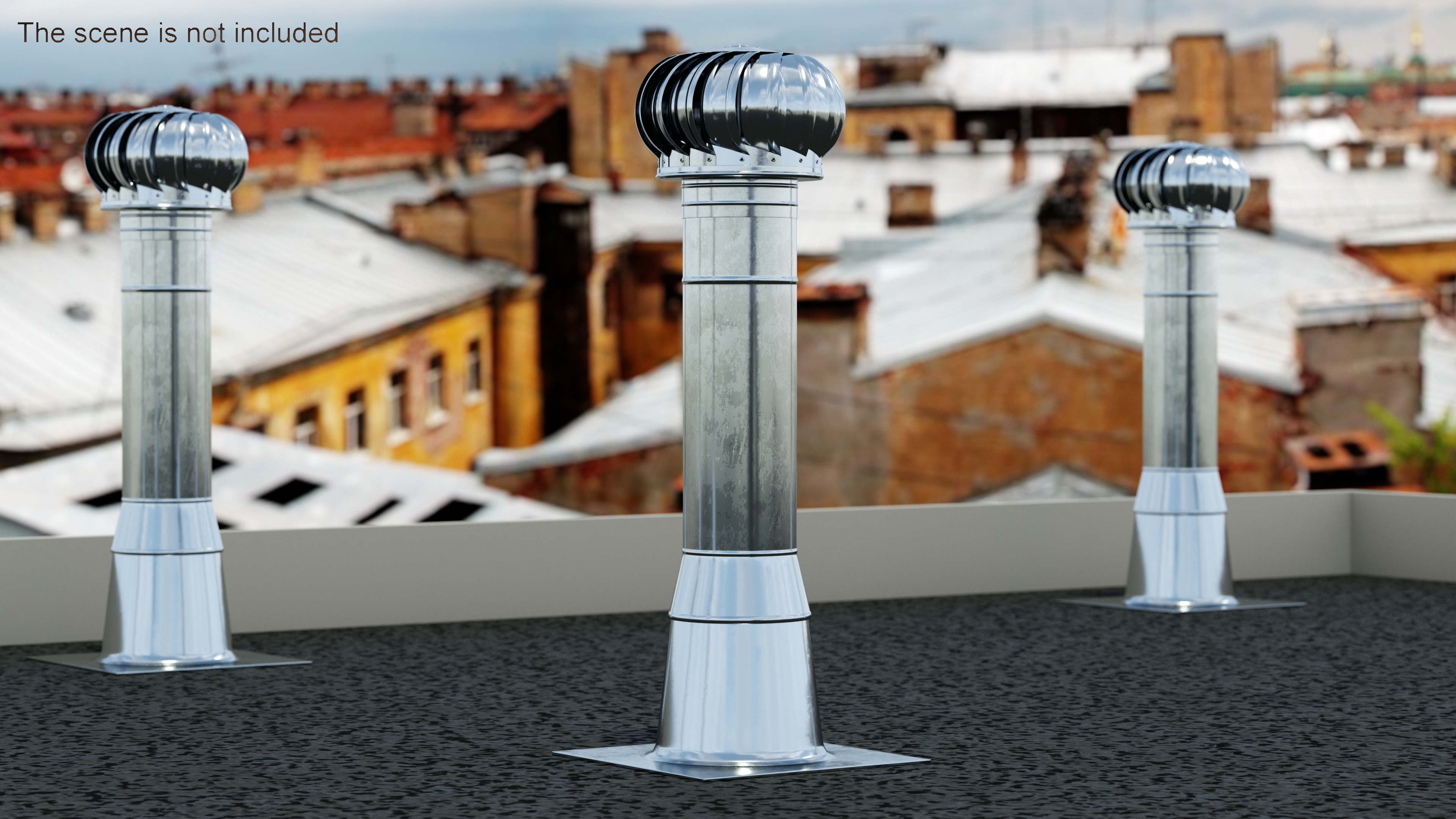 3D Stainless Steel Chimney with Spherical Cowl model