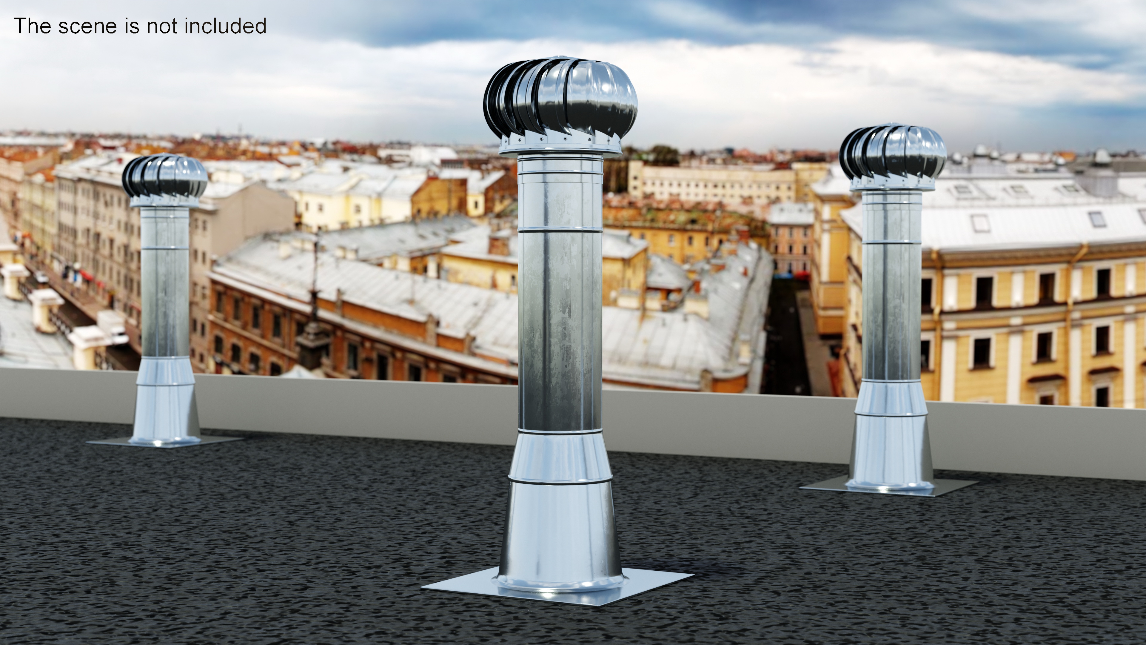 3D Stainless Steel Chimney with Spherical Cowl model