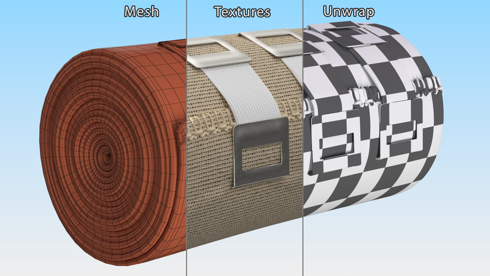 3D model Rolled Elastic Bandage Beige with Clamps