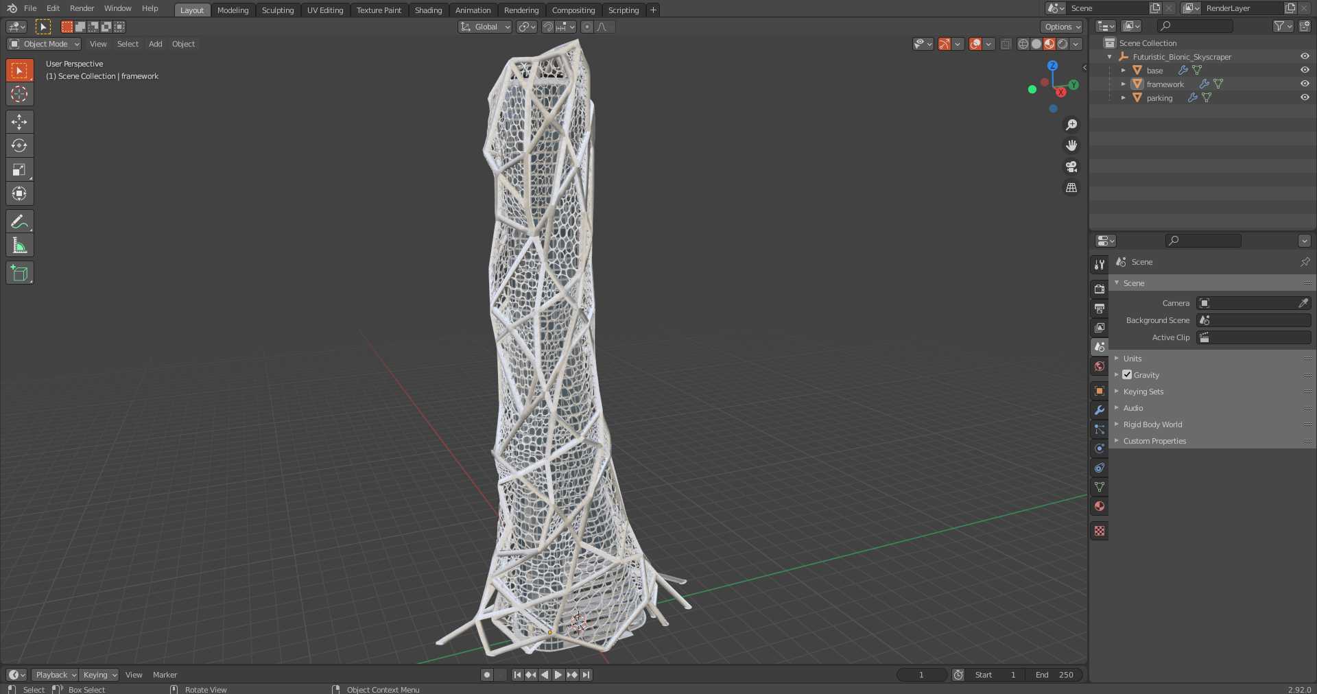 3D Futuristic Bionic Skyscraper model