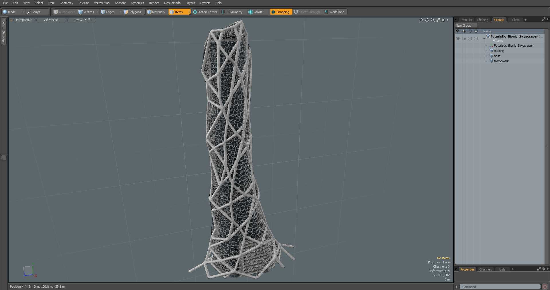 3D Futuristic Bionic Skyscraper model