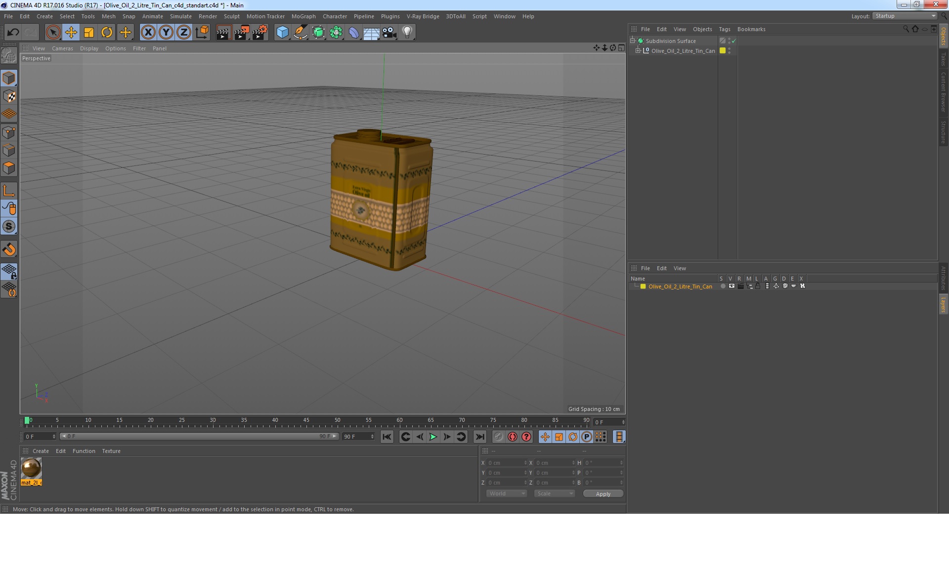 3D model Olive Oil 2 Litre Tin Can