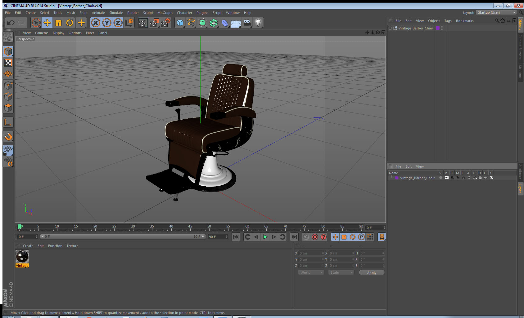 3D model Vintage Barber Chair
