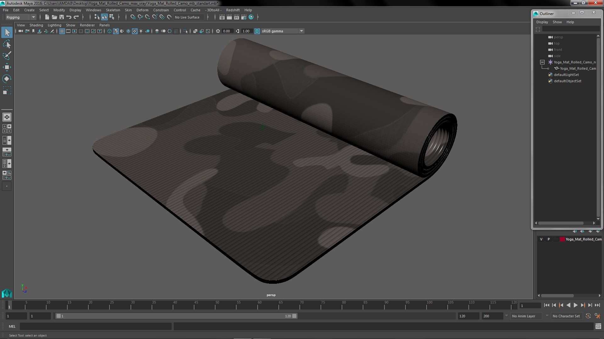 3D model Yoga Mat Rolled Camo