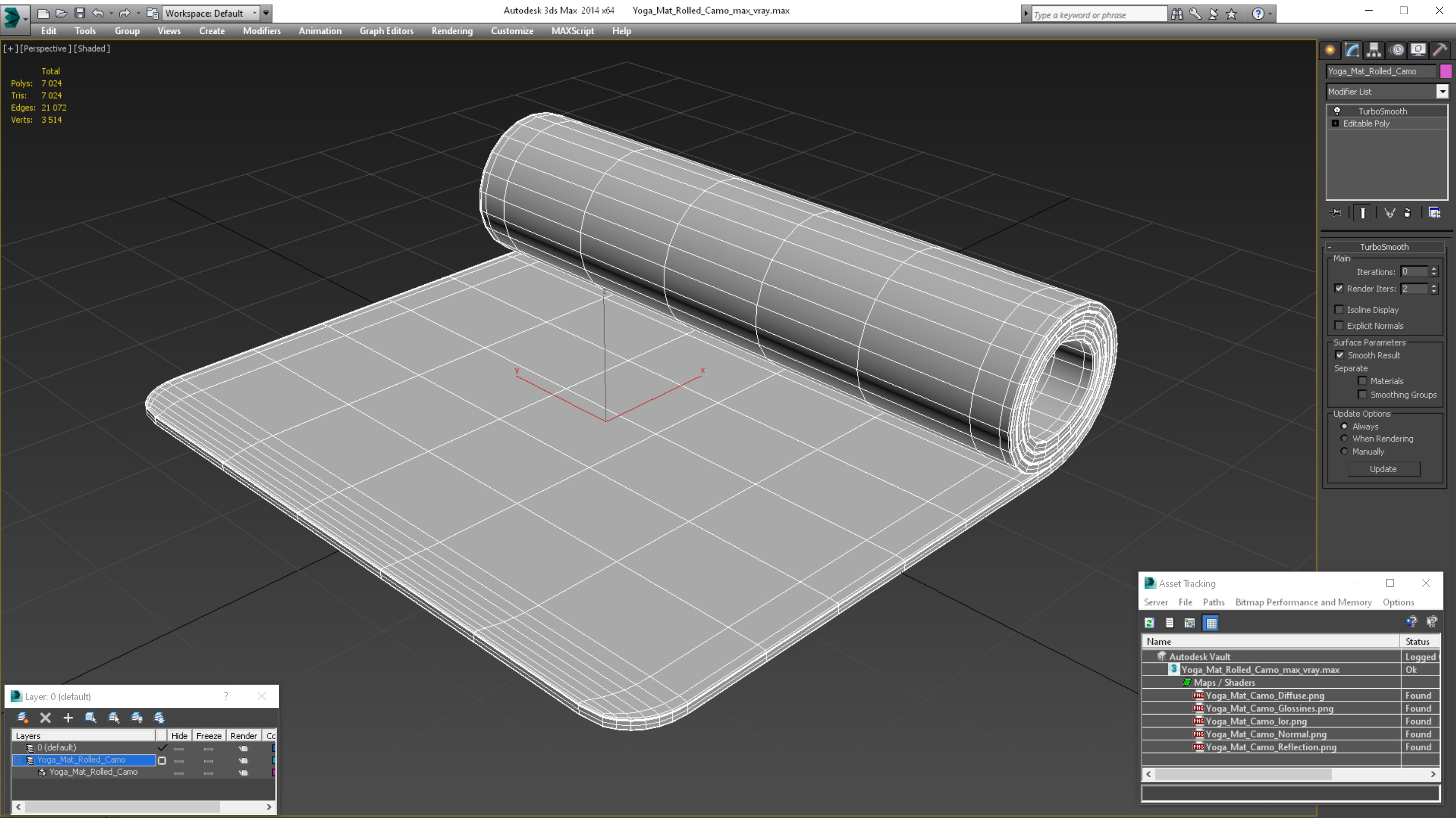 3D model Yoga Mat Rolled Camo