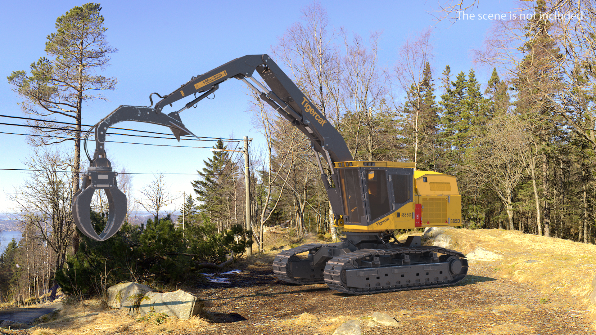 3D Tigercat 855D Tracked Knuckleboom Loader Dirty