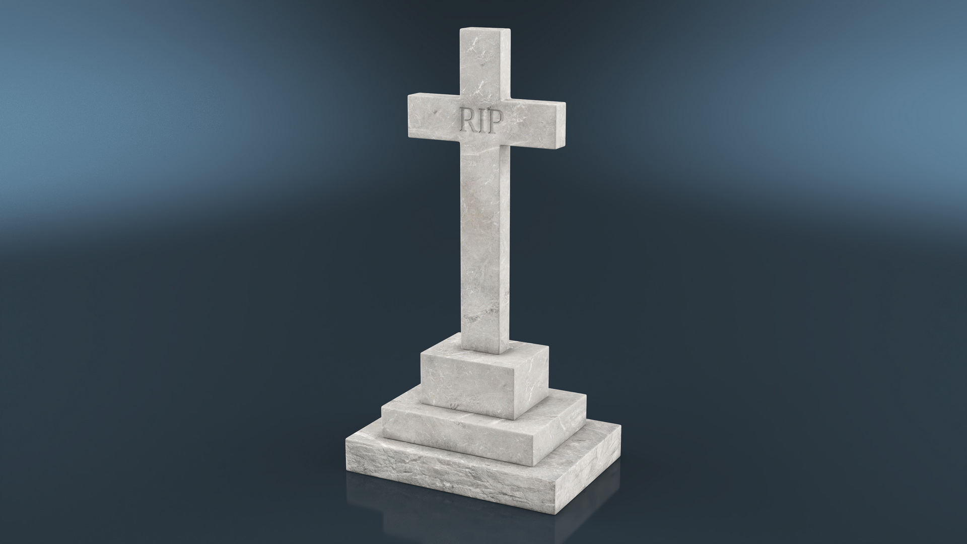 3D Marble Cross Memorial