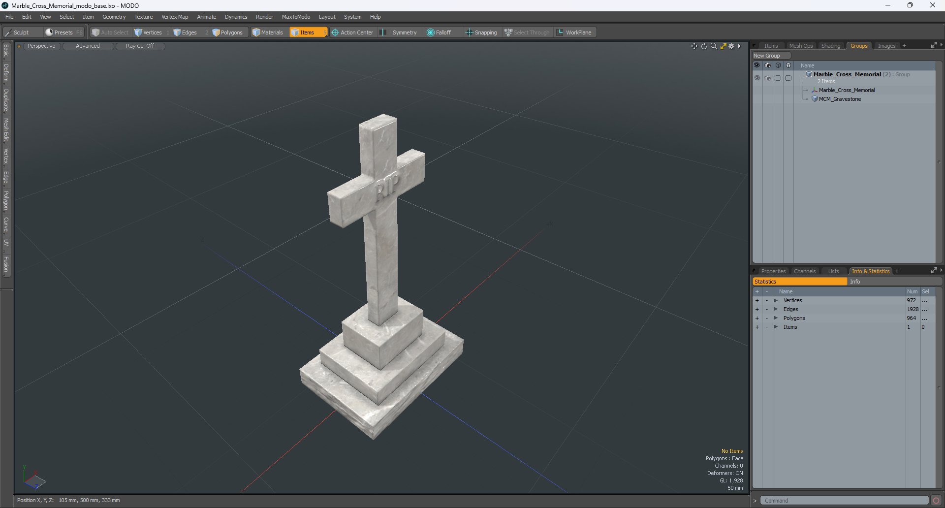 3D Marble Cross Memorial