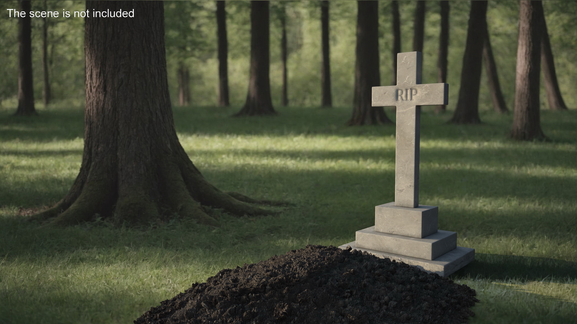 3D Marble Cross Memorial