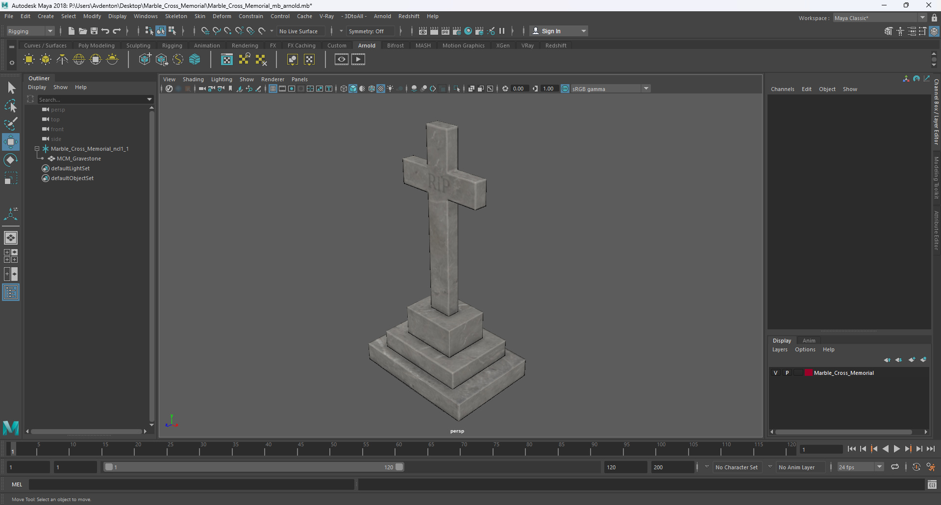 3D Marble Cross Memorial