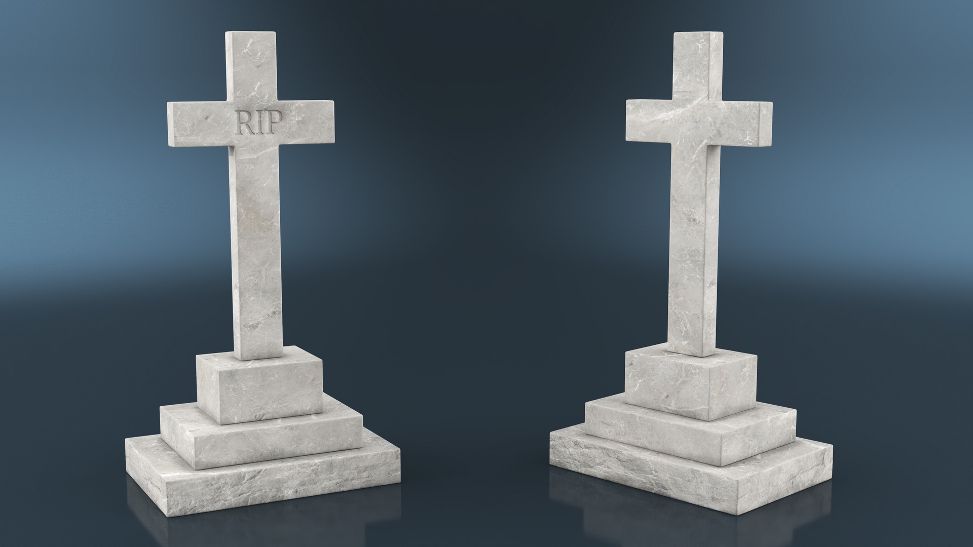 3D Marble Cross Memorial