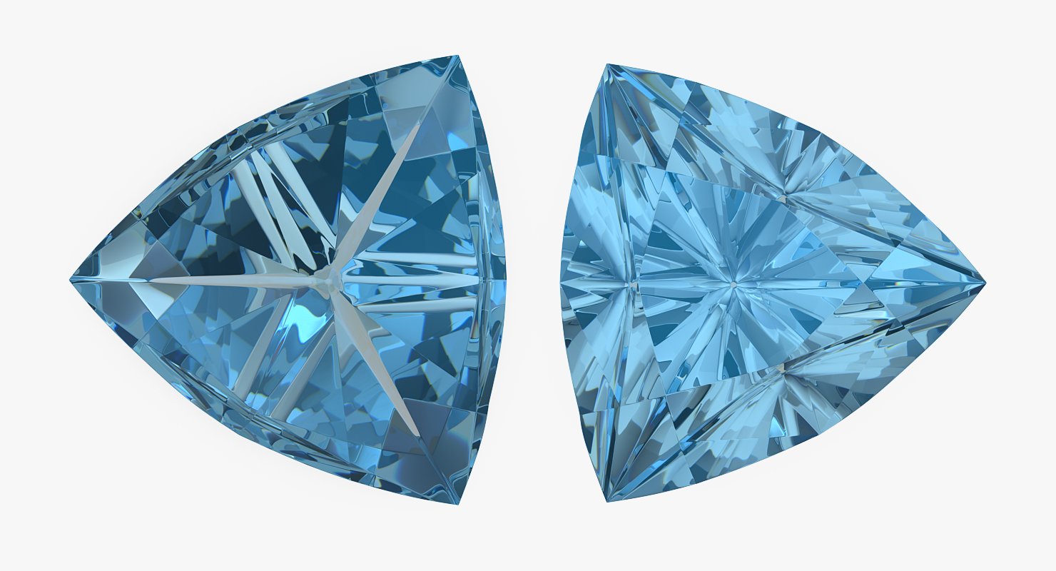 3D model Trillion Cut Diamonds Set