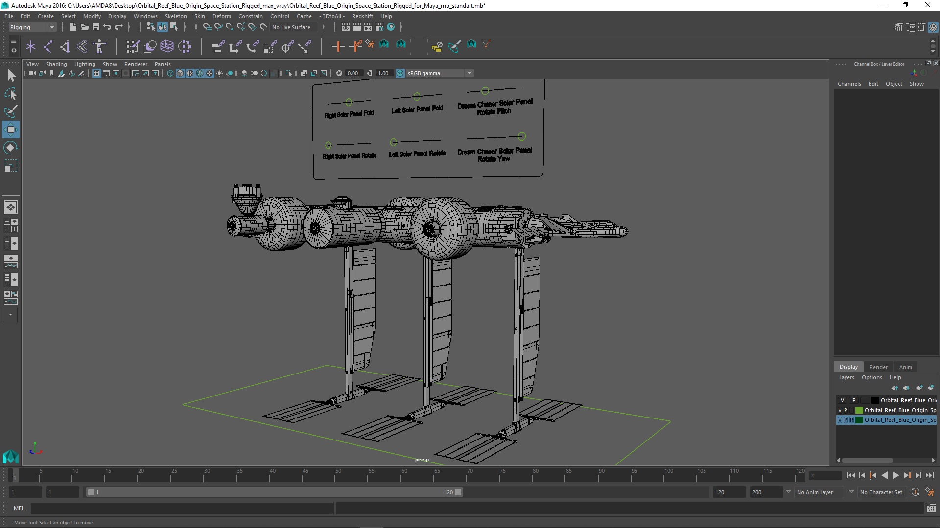 Orbital Reef Blue Origin Space Station Rigged for Maya 3D model