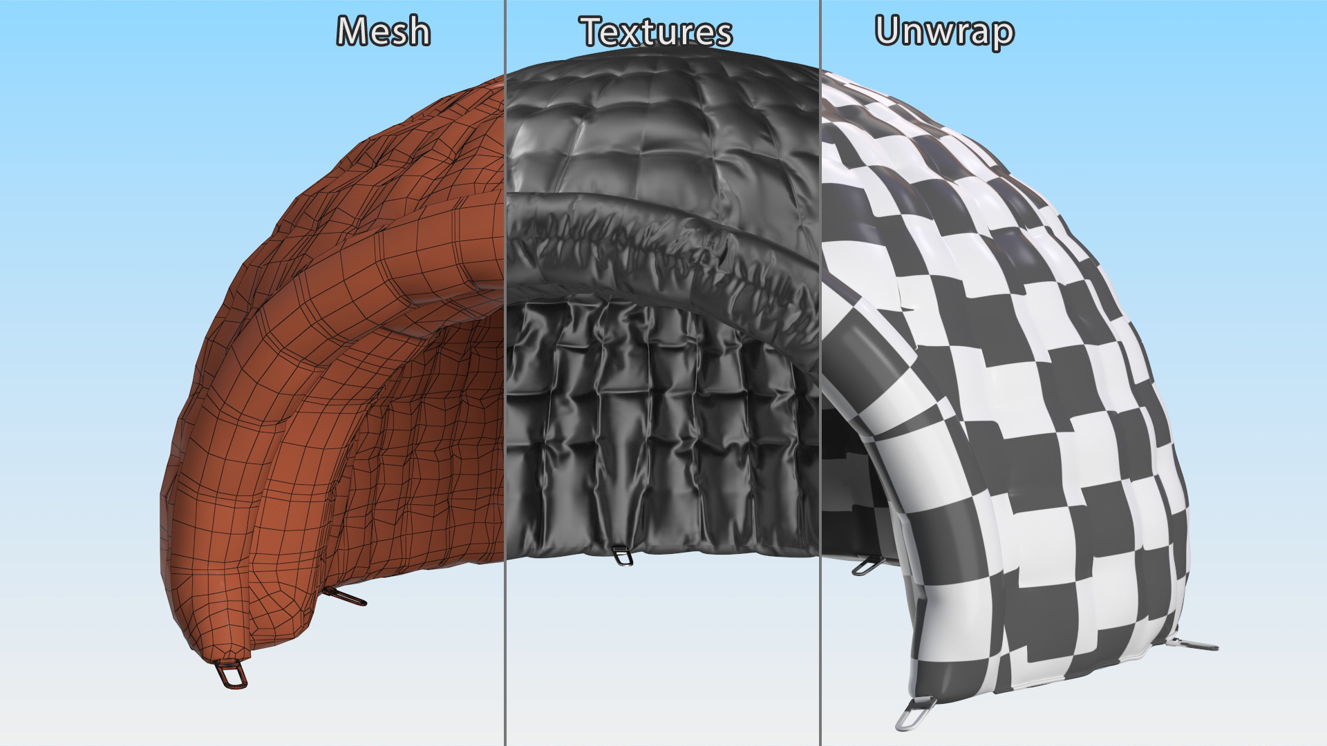 3D Inflatable Dome Tent Black