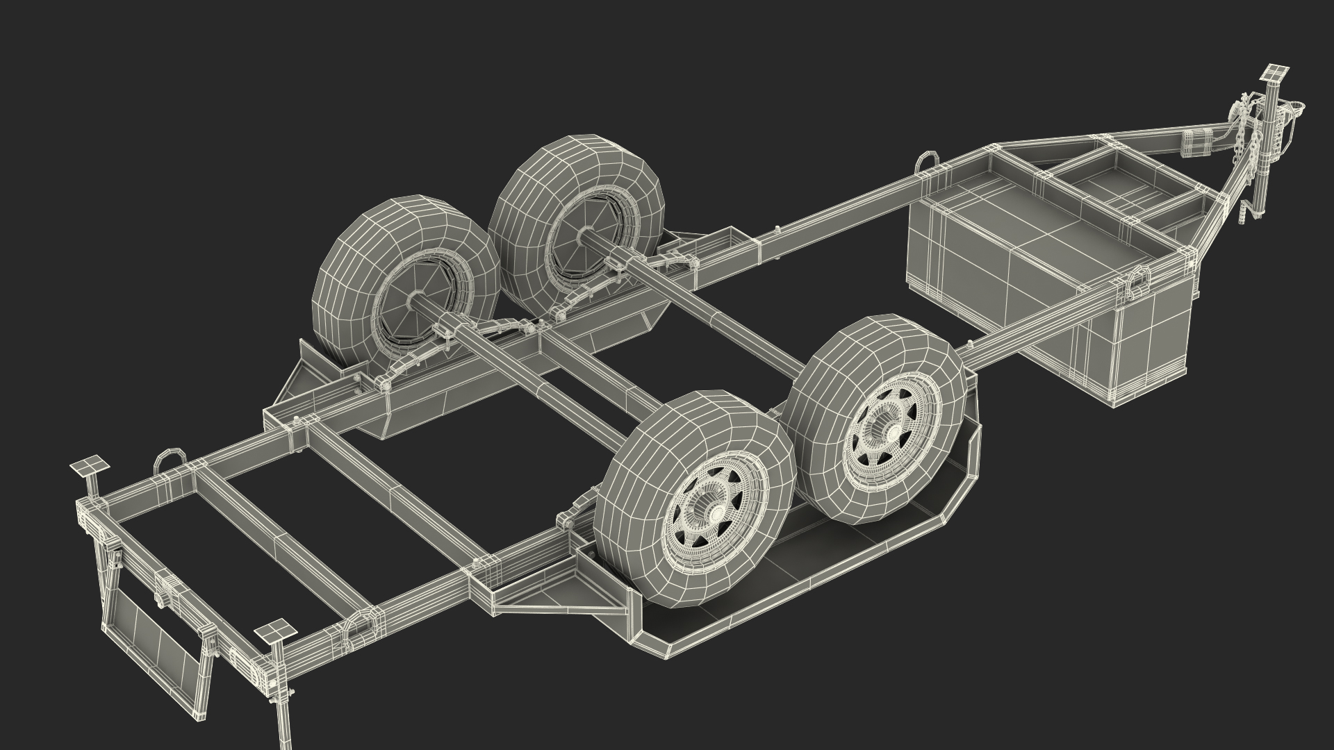 3D Heavy Duty 4 Wheel Trailer