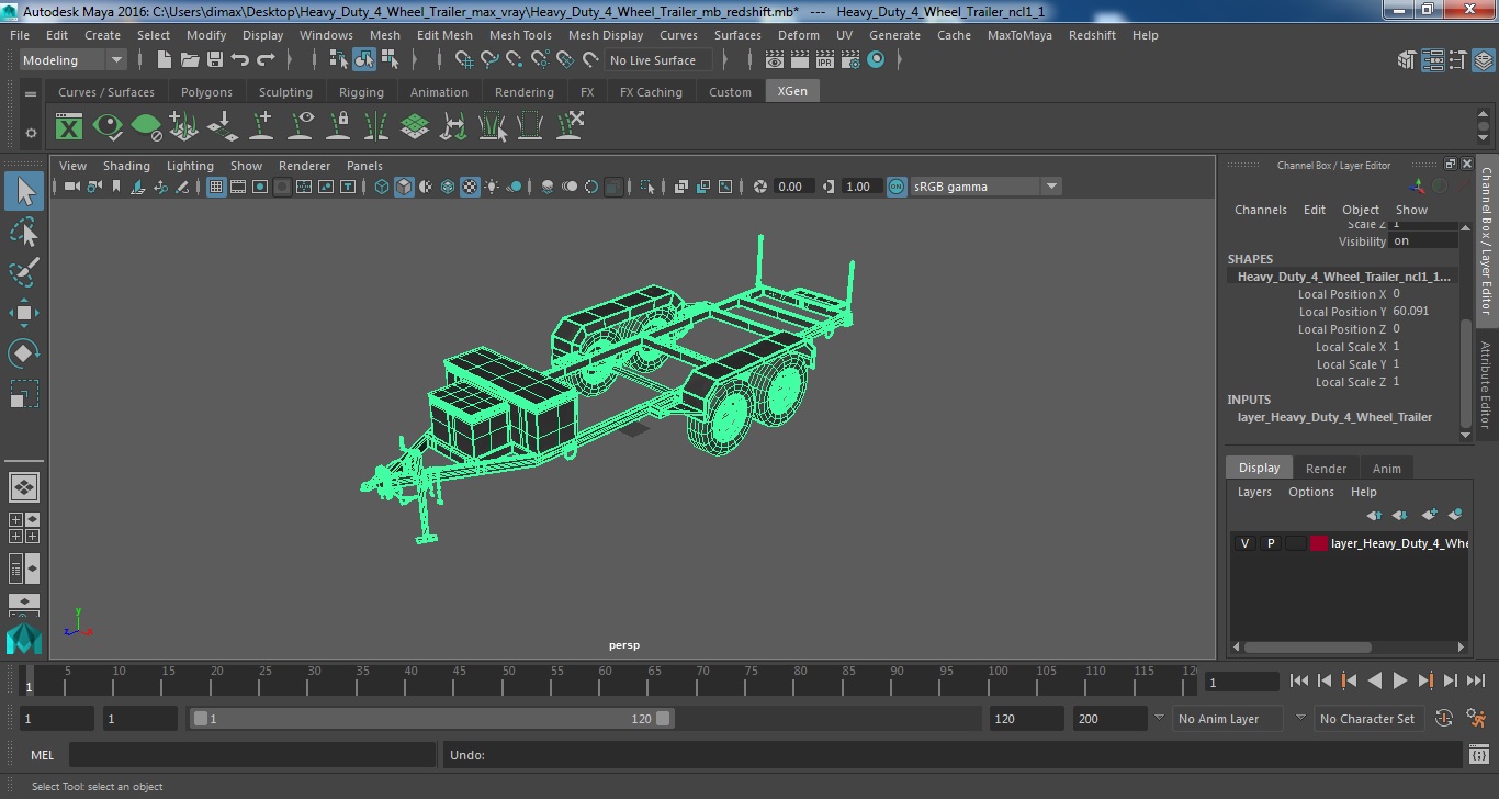3D Heavy Duty 4 Wheel Trailer
