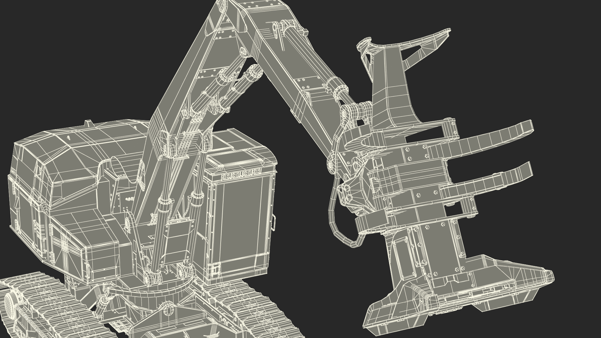 3D model Tracked Feller Buncher Dirty Rigged