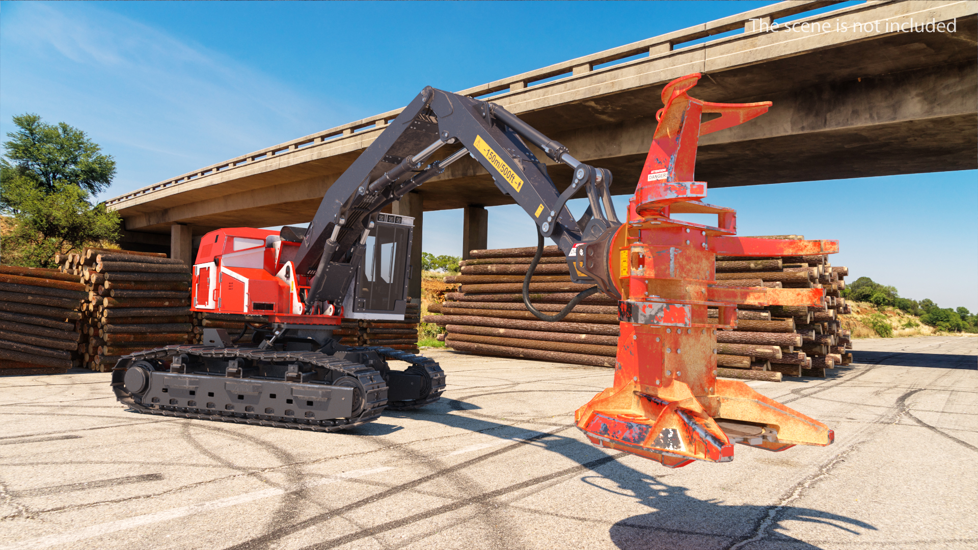 3D model Tracked Feller Buncher Dirty Rigged