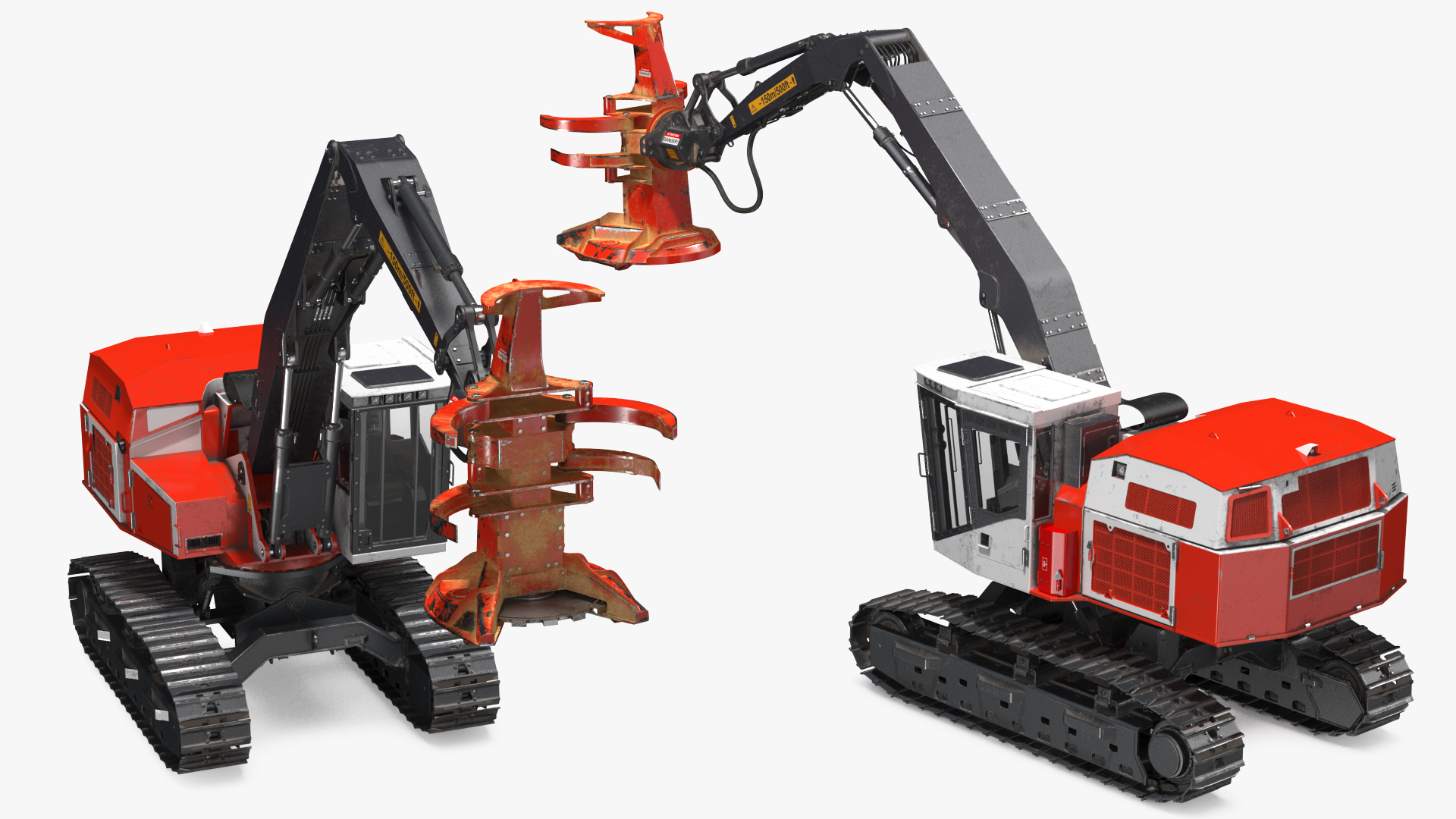 3D model Tracked Feller Buncher Dirty Rigged