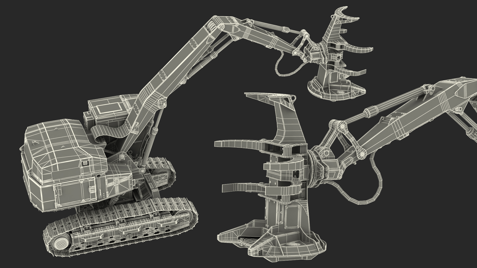3D model Tracked Feller Buncher Dirty Rigged