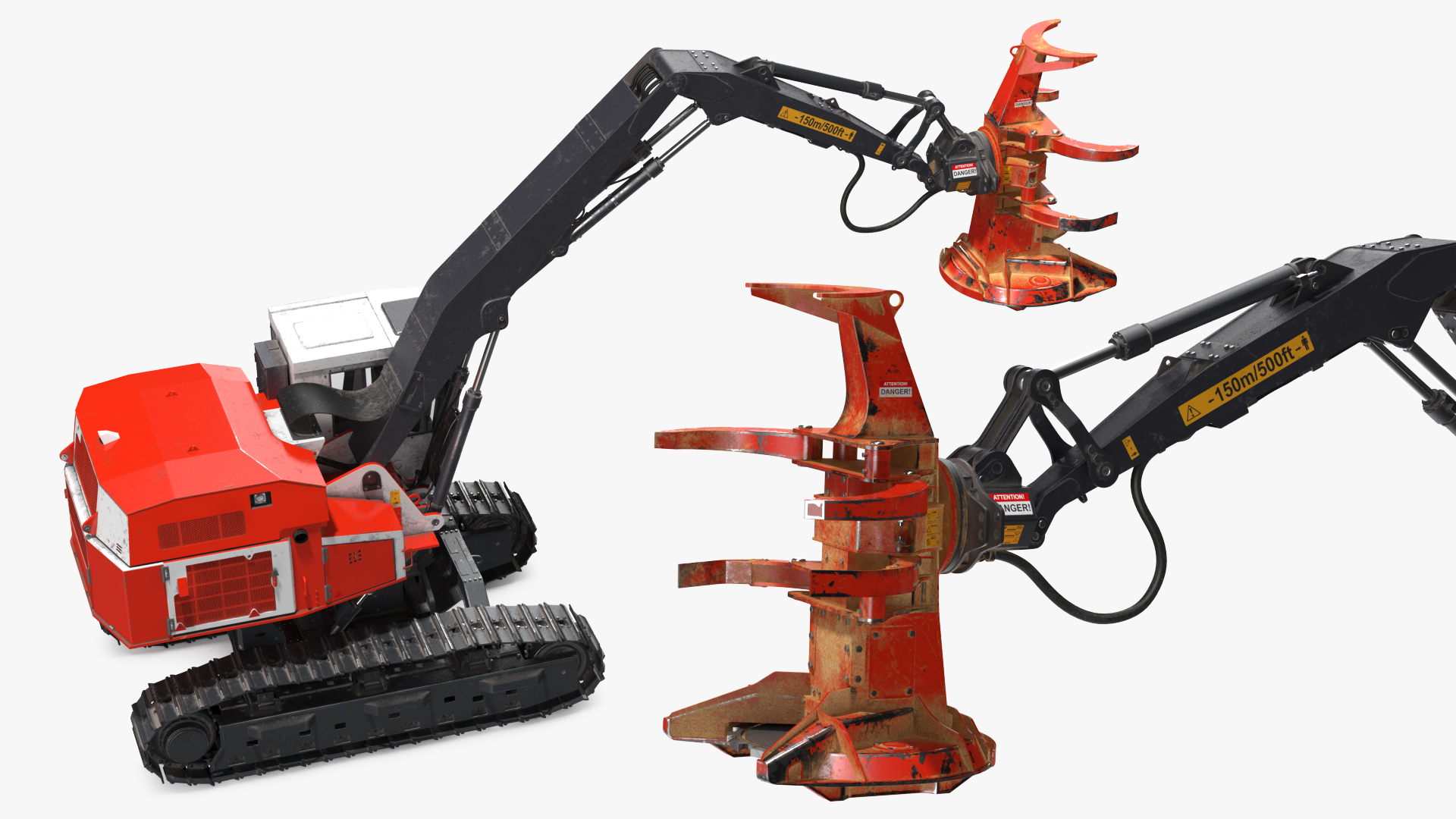3D model Tracked Feller Buncher Dirty Rigged