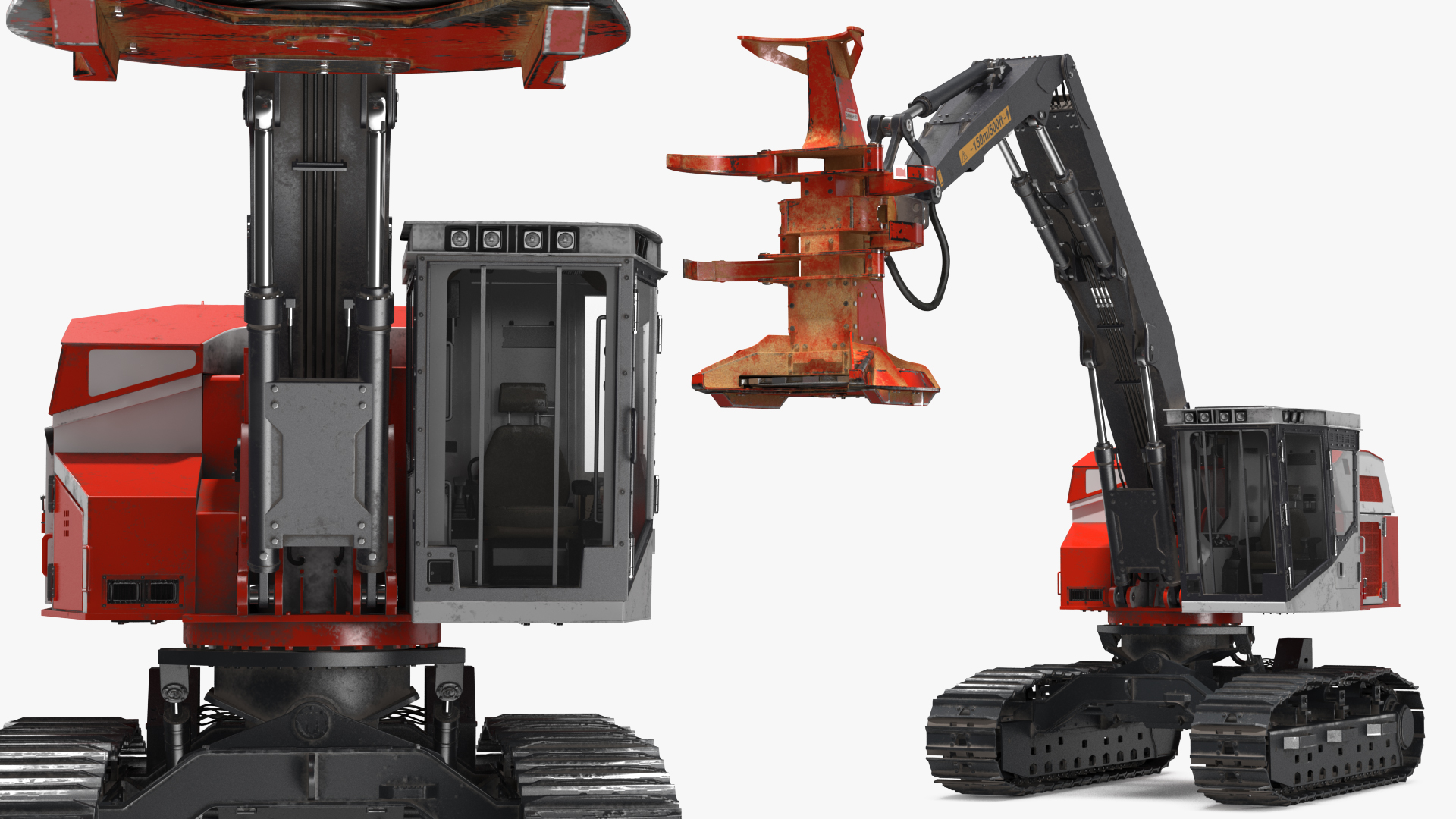 3D model Tracked Feller Buncher Dirty Rigged