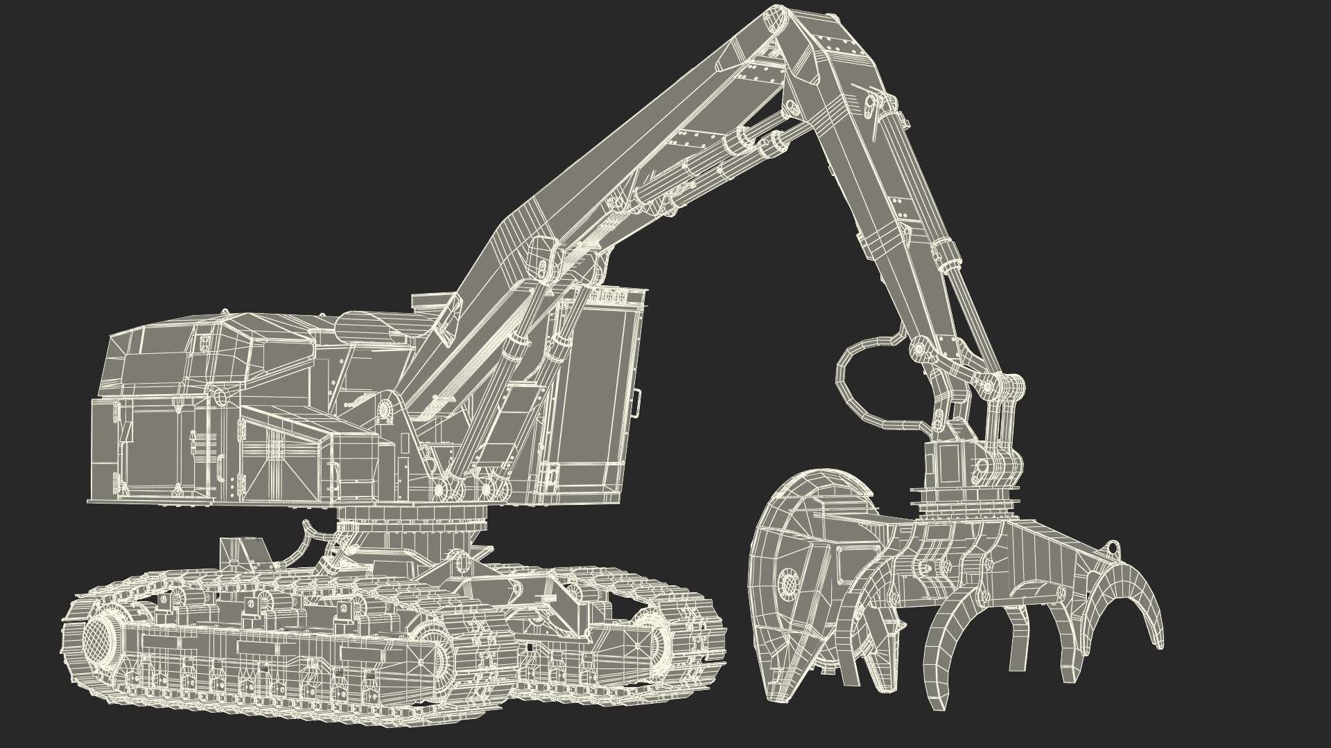3D model Tracked Feller Buncher Dirty Rigged
