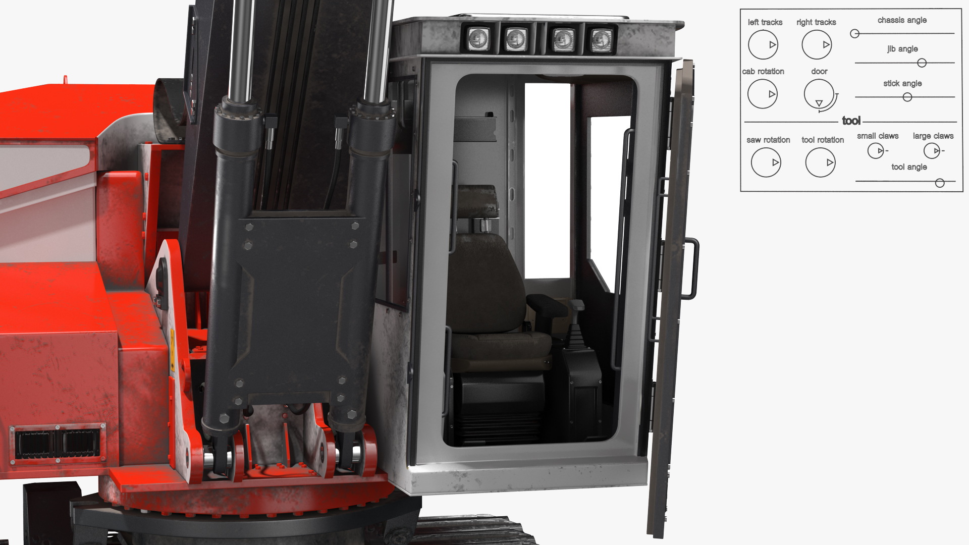3D model Tracked Feller Buncher Dirty Rigged