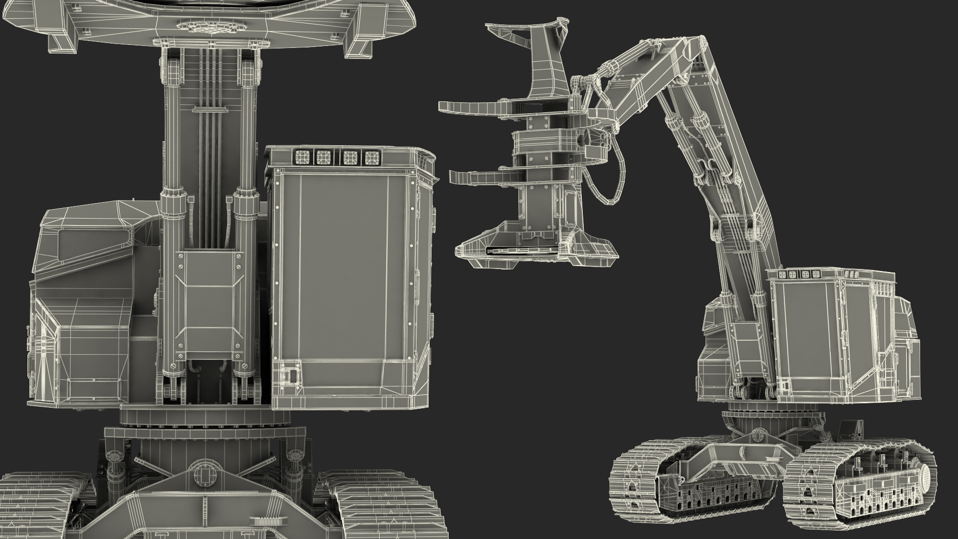 3D model Tracked Feller Buncher Dirty Rigged