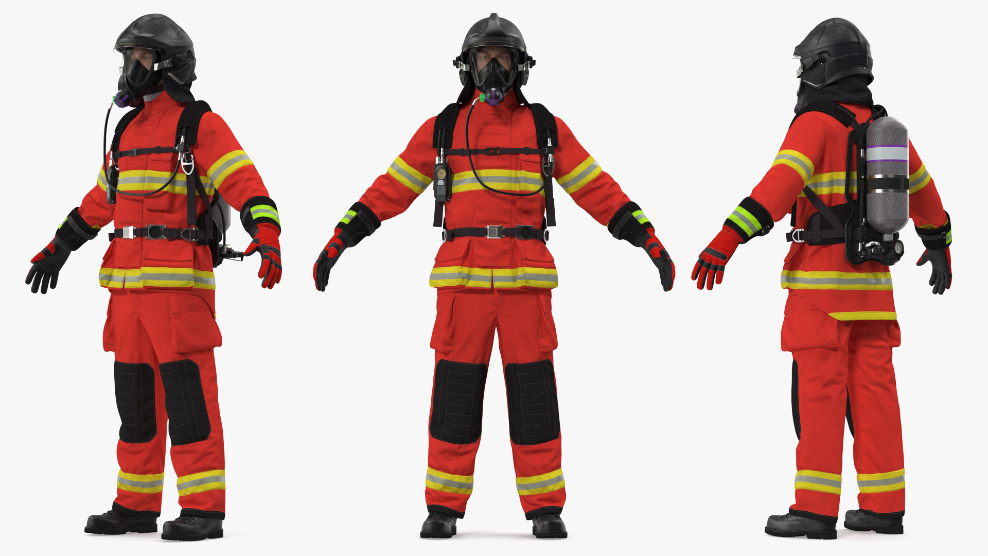 3D Firefighter Rescuer Rigged