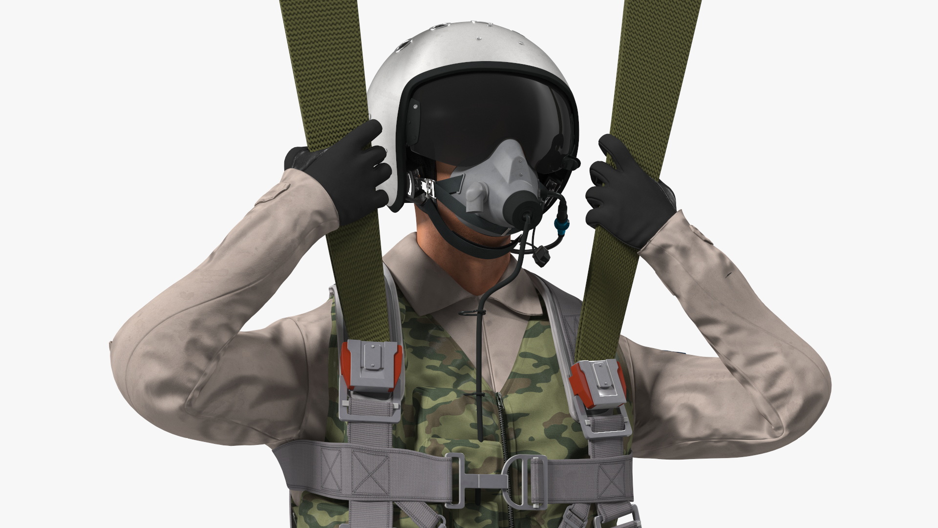 Military Pilot with Parachute 3D model