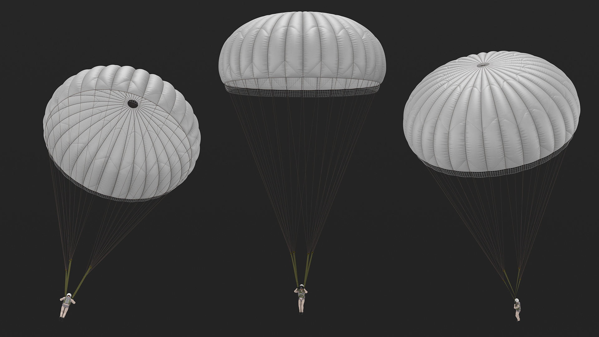 Military Pilot with Parachute 3D model