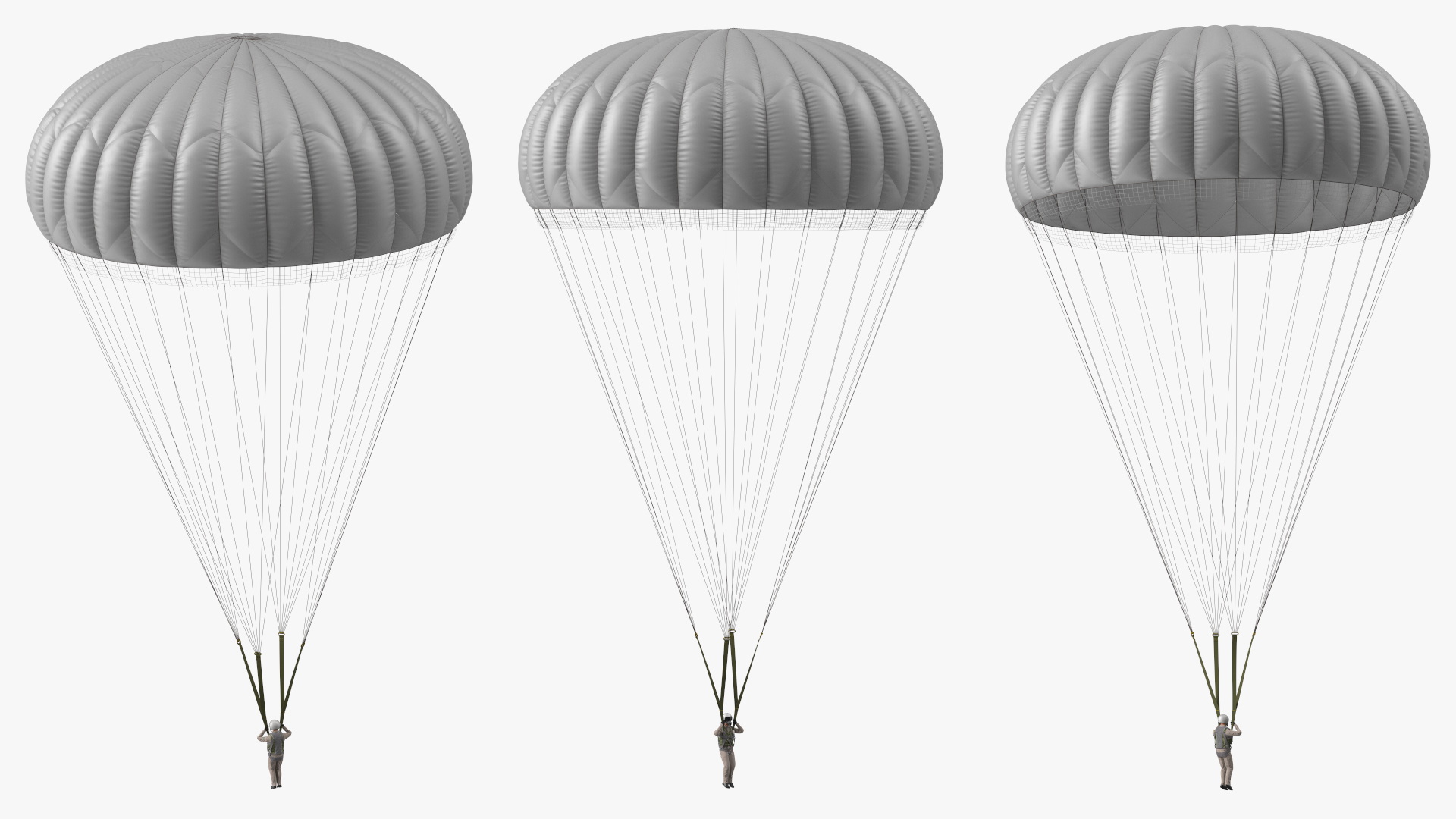 Military Pilot with Parachute 3D model